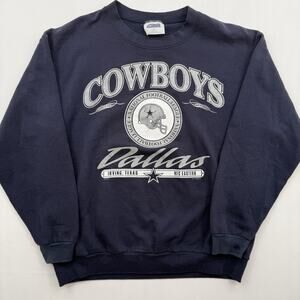 Vintage 1990 Dallas Cowboys Sweatshirt Mens Large Blue Football NFL Graphic